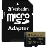 64GB Pro Plus 600X microSDHC Memory Card with Adapter, UHS-I V30 U3 Class 10 - 44034