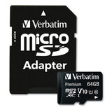 Verbatim 64GB Premium microSDXC Memory Card with Adapter, UHS-I V10 U1 Class 10, Up to 90MB/s Read Speed