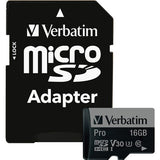 Verbatim 16GB Pro 600X microSDHC Memory Card with Adapter, UHS-I U3 Class 10 - 47040