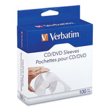 Verbatim CD/DVD Sleeves, 100/Box