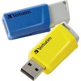 Verbatim 16GB Store 'n' Click USB Flash Drive - 2pk - Blue, Yellow - 70376