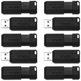 64GB PinStripe USB Flash Drive - Business 10pk - Black - 70901