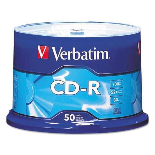 Verbatim CD-R Recordable Disc, 700 MB/80min, 52x, Spindle, Silver, 50/Pack