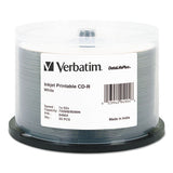 Verbatim CD-R DataLife Plus Printable Recordable Disc, Printable, 700 MB/80 min, 52x, Spindle, White, 50/Pack