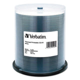 Verbatim CD-R DataLifePlus Printable Recordable Disc, 700 MB/80 min, 52x, Spindle, White, 100/Pack
