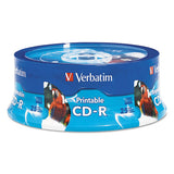 Verbatim CD-R Printable Recordable Disc, 700 MB/80 min, 52x, Spindle, White, 25/Pack