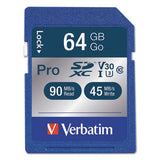 Verbatim 64GB Pro 600X SDXC Memory Card, UHS-I V30 U3 Class 10