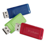 Verbatim Store 'n' Go USB Flash Drive, 16 GB, Assorted Colors, 3/Pack