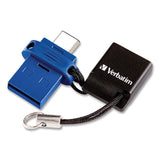 Verbatim Store â€˜n' Go Dual USB 3.0 Flash Drive for USB-C Devices, 32 GB, Blue