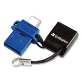 Verbatim Store â€˜n' Go Dual USB 3.0 Flash Drive for USB-C Devices, 64 GB, Blue