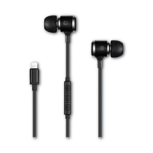 Volkano Jonagold Series Stereo Earphones with Built-In Mic and MFi Lightning Connection for Apple Devices, Black/Silver