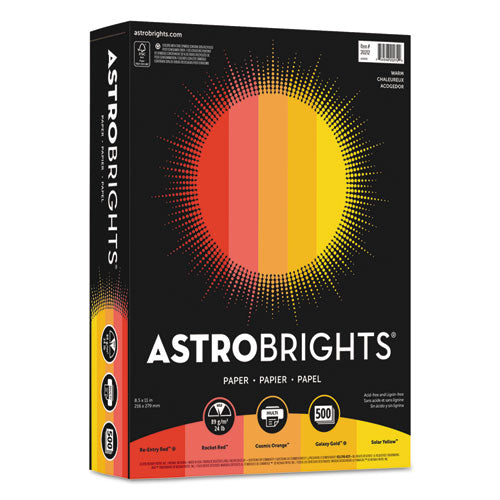 Astrobrights Color Paper - "Warm" Assortment, 24lb, 8.5 x 11, Assorted Warm Colors, 500/Ream