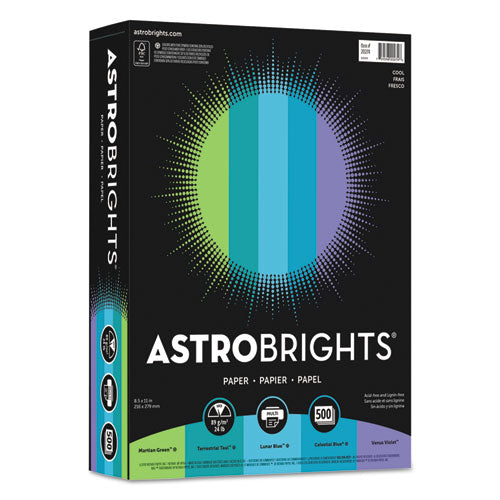 Astrobrights Inkjet, Laser Colored Paper - Martian Green, Terrestrial Teal, Lunar Blue, Celestial Blue, Venus Violet - 20274