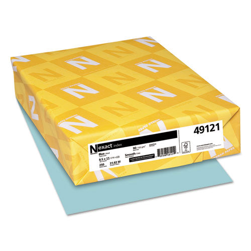 Neenah Paper Exact Index Card Stock, 90 lb, 8.5 x 11, Blue, 250/Pack