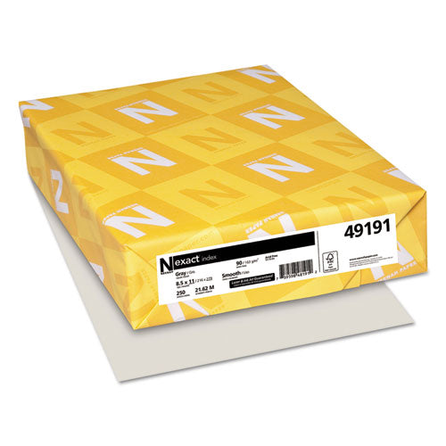 Neenah Paper Exact Index Card Stock, 90 lb, 8.5 x 11, Gray, 250/Pack