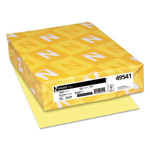 Neenah Paper Exact Index Card Stock, 110 lb, 8.5 x 11, Canary, 250/Pack