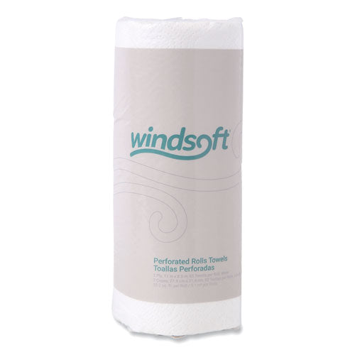 Windsoft Kitchen Roll Towels, 2-Ply, 11 x 8.5, White, 85/Roll
