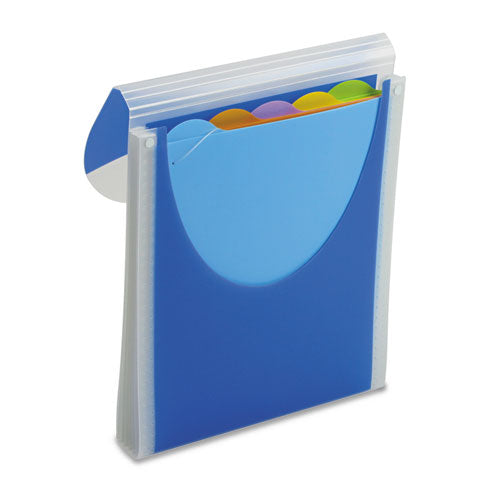 Wilson Jones Big Mouth Vertical Poly Filer, 5 Sections, Tuck Flap Closure, 1/5-Cut Tabs, Letter Size, Dark Blue