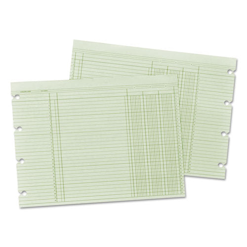 Wilson Jones Accounting Sheets, 3 Columns, 9.25 x 11.88, Green, Loose Sheet,100/Pack