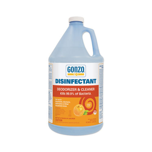Gonzo Disinfectant Deodorizer and Cleaner, Citrus Scent, 1 gal Bottle, 4/Carton