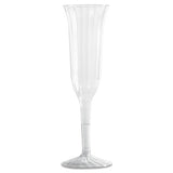 WNA Classic Crystal Plastic Champagne Flutes, 5 oz, Clear, Fluted, 10/Pack, 12 Packs/Carton