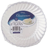 WNA Classicware Plastic Plates, 6" dia, Clear, 12/Pack, 15 Packs/Carton