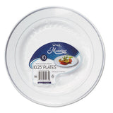 WNA Masterpiece Plastic Dinnerware, 10.25" dia, White/Silver, 10/Pack