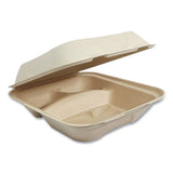 World Centric Fiber Hinged Containers, 3-Compartment, 8 x 8 x 3, Natural, 300/Carton