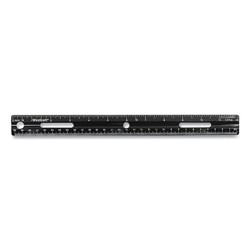 Westcott KleenEarth Recycled Ruler, Standard/Metric, 12" Long, Plastic, Black