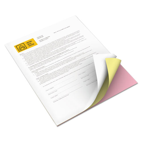 xerox Vitality Multipurpose Carbonless 3-Part Paper, 8.5 x 11, Canary/Pink/White, 5, 010/Carton