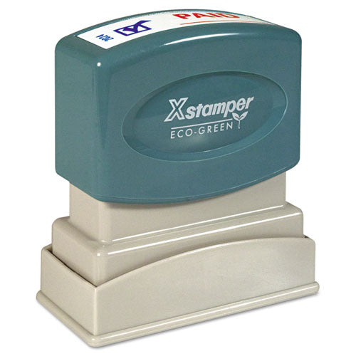 Xstamper Two-Color Title Stamp, PAID, Blue/Red