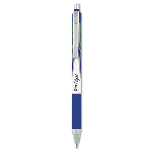 Zebra Z-Grip Flight Ballpoint Pen, Retractable, Bold 1.2 mm, Blue Ink, White Barrel, 12/Pack