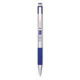 Zebra F-301 Ballpoint Pen, Retractable, Fine 0.7 mm, Blue Ink, Stainless Steel/Blue Barrel