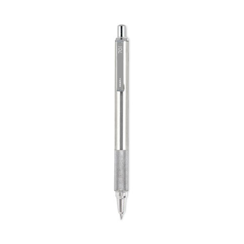 Zebra F-701 Ballpoint Pen, Retractable, Fine 0.7 mm, Black Ink, Stainless Steel/Black Barrel