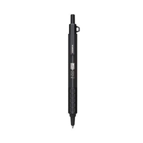 Zebra X-701 Ballpoint Pen, Retractable, Fine 0.7 mm, Black Ink, Black Barrel